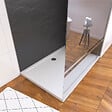 AURLANE - Ensemble complet douche à l'Italiennne avec Receveur 90x90 + Paroi Miroir + Panneaux muraux Ardoise - vignette