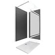 AURLANE - Ensemble complet douche à l'Italiennne avec Receveur 90x90 + Paroi Miroir + Panneaux muraux Ardoise - vignette