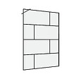 AURLANE - Paroi de douche a l'italienne serigraphie type Briques - 140x195cm - Profile noir mat - verre 5mm - vignette