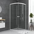 AURLANE - Porte de douche 1/4 cercle blanc 90x90cm de largeur - verre transparent - WHITY ROUND - vignette