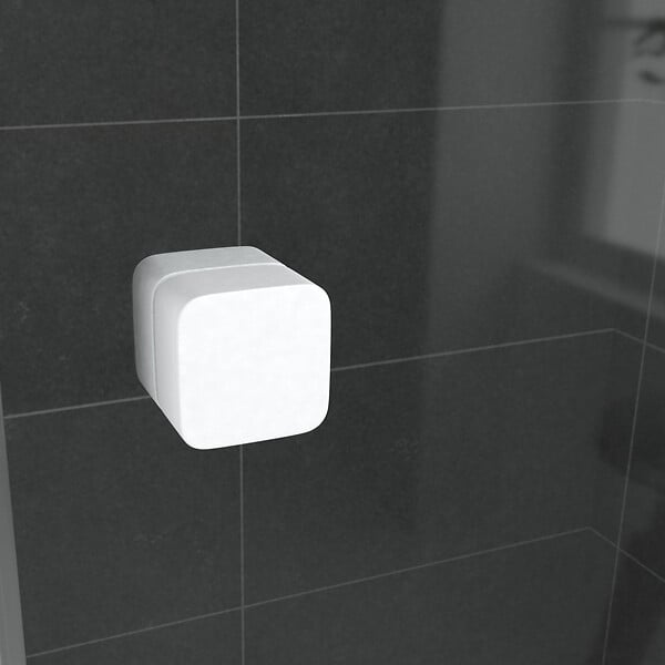 AURLANE - Porte de douche 1/4 cercle blanc 90x90cm de largeur - verre transparent - WHITY ROUND - large