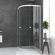 AURLANE - Porte de douche 1/4 cercle blanc 90x90cm de largeur - verre transparent - WHITY ROUND - vignette