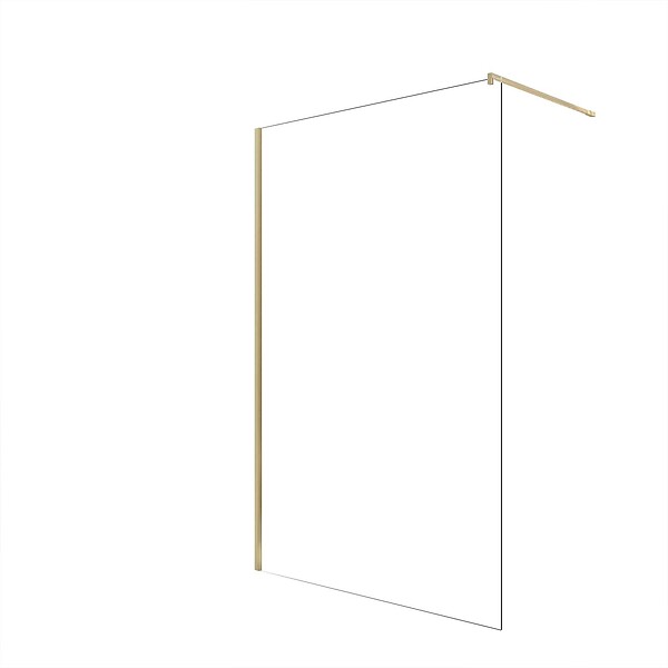 AURLANE - Paroi de Douche 140x195 cm en Verre Trempé 5 mm - Finition Or Brossé - GOLD ELEMENTARY - large