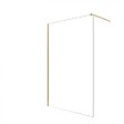 AURLANE - Paroi de Douche 140x195 cm en Verre Trempé 5 mm - Finition Or Brossé - GOLD ELEMENTARY - vignette