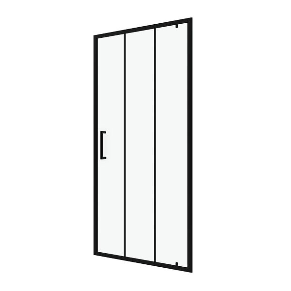 AURLANE - Porte de douche pivotante type industriel - 90x200cm - PROFILE NOIR MAT - verre 6mm - large