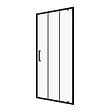 AURLANE - Porte de douche pivotante type industriel - 90x200cm - PROFILE NOIR MAT - verre 6mm - vignette