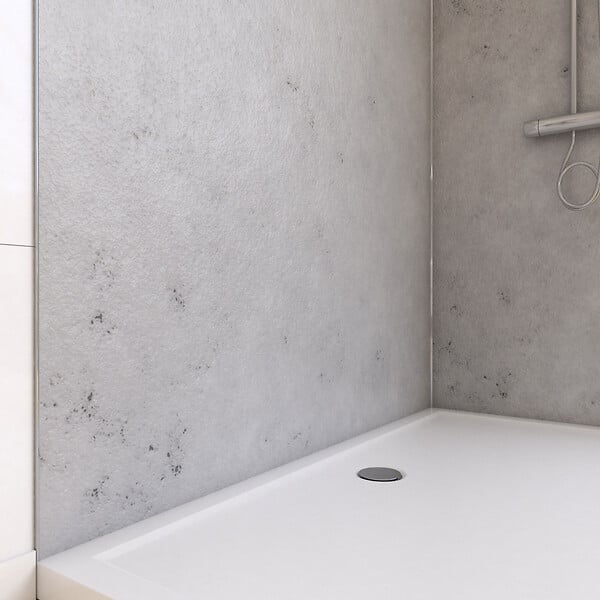 AURLANE - Pack de 2 Panneaux Muraux Pierre Light Grey 90+120x210 cm avec Profilés ANODISE BRILLANT - STONE'IT - large