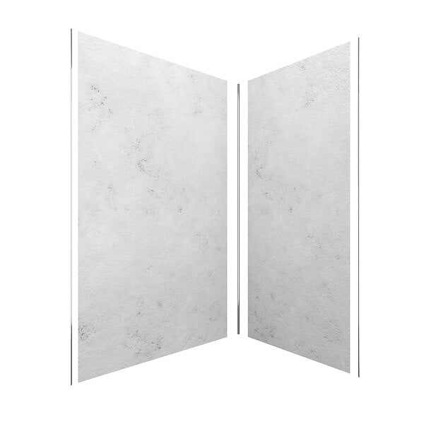 AURLANE - Pack de 2 Panneaux Muraux Pierre Light Grey 90+120x210 cm avec Profilés ANODISE BRILLANT - STONE'IT - large