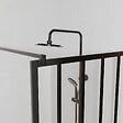 AURLANE - Paroi de douche 80x200 cm type Verriere - Verre trempe et Structure aluminium noir mat - GLASSY - vignette