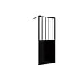 AURLANE - Paroi de douche 80x200 cm type Verriere - Verre trempe et Structure aluminium noir mat - GLASSY - vignette