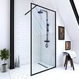AURLANE - Paroi de Douche 100x200 cm - Cadre et Bras Aluminium NOIR MAT - DARK CONTOURING - vignette