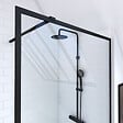 AURLANE - Paroi de Douche 100x200 cm - Cadre et Bras Aluminium NOIR MAT - DARK CONTOURING - vignette