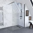 AURLANE - Paroi de Douche 120x200cm Verre Transparent - Barre de Fixation Extensible et Profil Noir - vignette