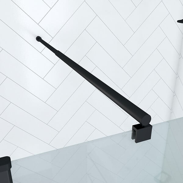 AURLANE - Paroi de Douche 120x200cm Verre Transparent - Barre de Fixation Extensible et Profil Noir - large