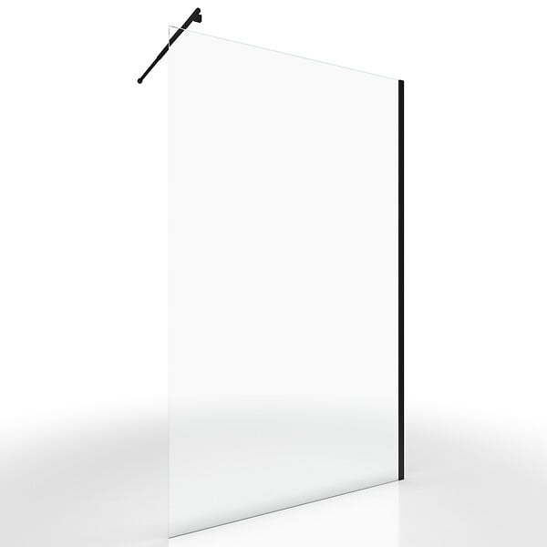 AURLANE - Paroi de Douche 120x200cm Verre Transparent - Barre de Fixation Extensible et Profil Noir - large