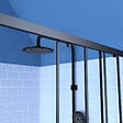 AURLANE - porte de douche carrée coulissante - verre sérigraphié noir 90x90 - vignette