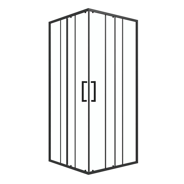 AURLANE - porte de douche carrée coulissante - verre sérigraphié noir 90x90 - large