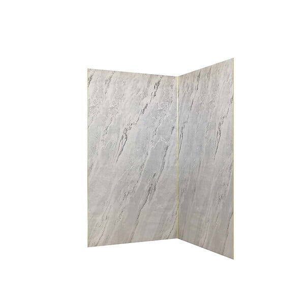 AURLANE - Pack 2 Panneaux Muraux Pierre Artic Storm 120+90x210 cm + Profilés Or Brossé - large