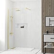 AURLANE - Paroi de Douche 100x200cm Verre Transparent - Barre de Fixation Extensible et Profil Or Brossé - vignette