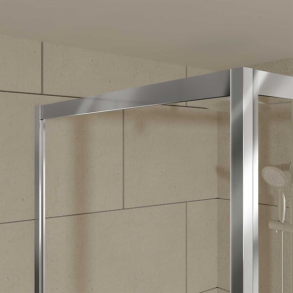 AURLANE - Porte de Douche Pivotante et Retour 80x80x200cm - Profilés Chrome - Verre trempé 6mm - large