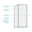 AURLANE - Porte de Douche Pivotante et Retour 80x80x200cm - Profilés Chrome - Verre trempé 6mm - vignette