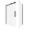 AURLANE - Porte de douche coulissante 140x200 cm noir mat - rail soft close + RETOUR 90 cm - vignette