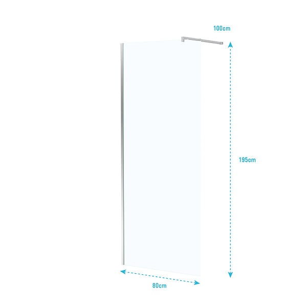 AURLANE - Paroi de Douche 80x195 cm en Verre Trempé 5 mm - Finition Chromé - CHROMED ELEMENTARY - large