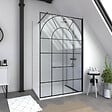 AURLANE - Paroi de douche Déco 120x195cm Verre 5mm Sérigraphié - Barre de fixation Noir Mat - vignette