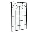 AURLANE - Paroi de douche Déco 120x195cm Verre 5mm Sérigraphié - Barre de fixation Noir Mat - vignette