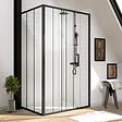 AURLANE - Porte de douche serigraphiee - 120x200cm + Paroi retour - 80x200 cm - PORTE COULISSANTE - vignette