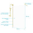 AURLANE - Paroi de Douche 120x200cm - Profilé + Bras extensible + Colonne de douche Thermostatique Or Brossé - vignette