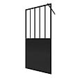 AURLANE - Paroi de douche 90x200 cm type Verriere - Verre trempe et Structure aluminium noir mat - vignette