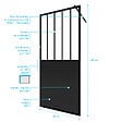AURLANE - Paroi de douche 90x200 cm type Verriere - Verre trempe et Structure aluminium noir mat - vignette