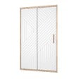 AURLANE - Porte de douche 120 coulissante HINATA - style Japandi géométrique - Cadre effet Bois - Verre 6mm - vignette