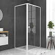 AURLANE - Pack porte de douche Coulissante blanc 100X185 cm + paroi de retour 80cm + receveur à poser - WHITY - vignette