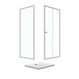 AURLANE - Pack porte de douche Coulissante blanc 100X185 cm + paroi de retour 80cm + receveur à poser - WHITY - vignette