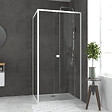 AURLANE - Pack porte de douche Coulissante blanc 100X185 cm + paroi de retour 80cm + receveur à poser - WHITY - vignette