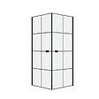 AURLANE - Portes de Douche en Angle 80x80x190 cm - Motifs carrés - Profilés Noir Mat - BLACK CUBE - vignette