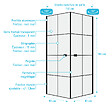 AURLANE - Portes de Douche en Angle 80x80x190 cm - Motifs carrés - Profilés Noir Mat - BLACK CUBE - vignette