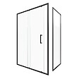 AURLANE - Porte de douche + Retour 140x80x200 cm - Verre 6 mm - Profilé Noir - CRUSH - vignette