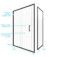 AURLANE - Porte de douche + Retour 140x80x200 cm - Verre 6 mm - Profilé Noir - CRUSH - vignette