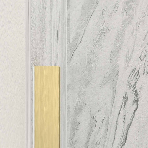 AURLANE - Paroi de douche à l'italienne 160x200 cm verre trempé 8 mm - Or Doré Brossé - FREEDOM 2 GOLD - large