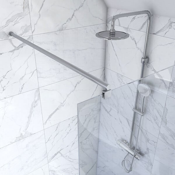 AURLANE - Paroi de douche a l'italienne - 90x200cm VERRE TRANSPARENT 6mm + Barre de fixation recoupable - large