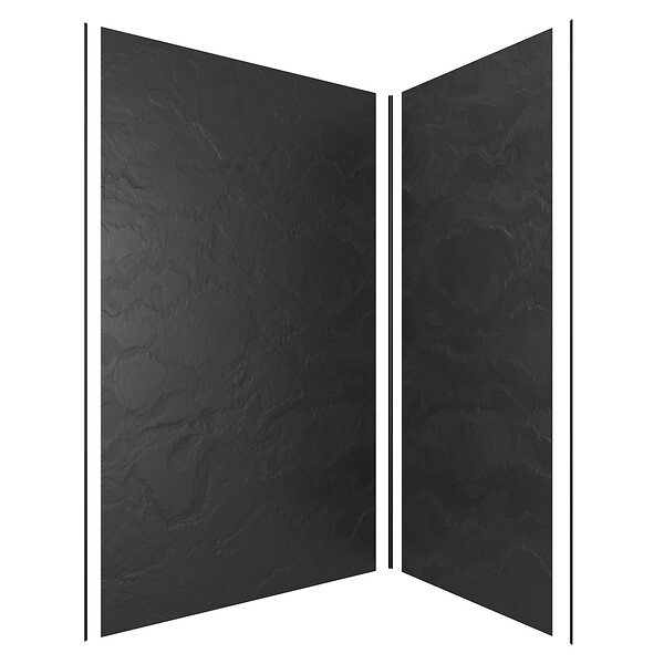 AURLANE - Pack de 2 Panneaux Muraux Pierre Ardoise 90+120x210 cm avec Profilés NOIR MAT - STONE'IT - large