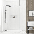 AURLANE - Paroi de Douche 140x200cm Verre Transparent - Profilé + Barre Plafond Noire - FREEDOM 2 BLACK - vignette