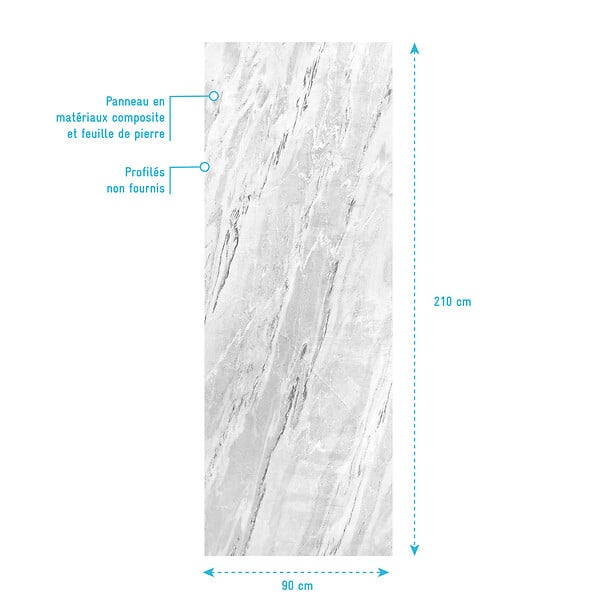 AURLANE - Panneau Mural Pierre Finition Artic Storm 90 x 210 cm - STONE'IT ARTIC STORM - large