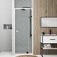 AURLANE - Porte de douche pivotante ajustable de 69 à 80cm en Alu. Blanc et verre transparent - WHITY PIVOT - vignette