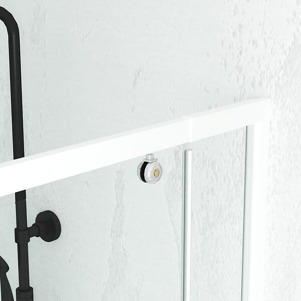 AURLANE - Porte de douche pivotante ajustable de 69 à 80cm en Alu. Blanc et verre transparent - WHITY PIVOT - large