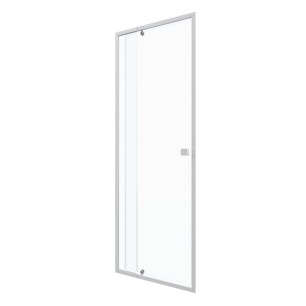 AURLANE - Porte de douche pivotante ajustable de 69 à 80cm en Alu. Blanc et verre transparent - WHITY PIVOT - large