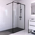 AURLANE - Paroi de douche 120x200cm + receveur a poser 120x80cm - cadre et barre noir mat - CONTOURING 120 - vignette